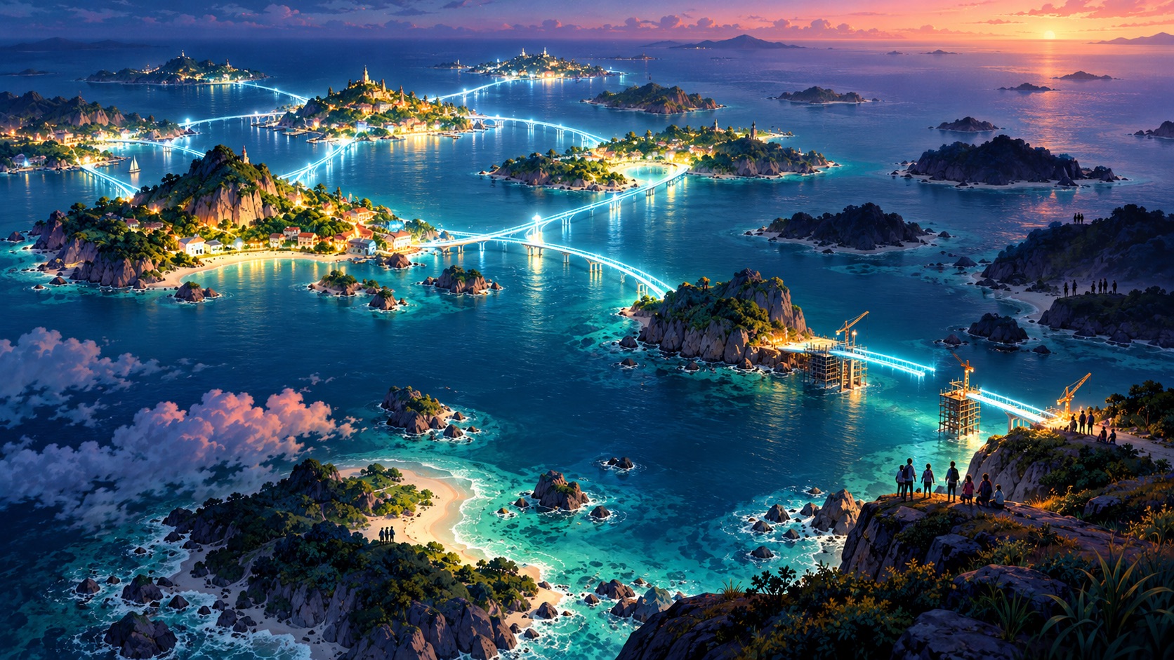 Archipelago showing connected and unconnected islands, representing the digital divide