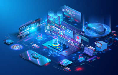 Cloud Storage Communication With Computer. Hosting And Data Processing. Virtual Development Environment Of Programming Software Mobile, Desktop Computer Platforms. Monitoring, Testing Digital Process